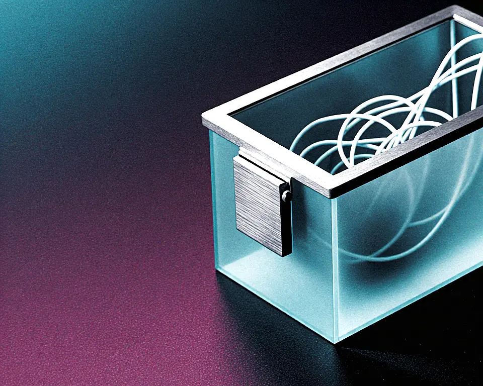 Digital futuristic minimalist modular toolbox with smooth metallic edges.