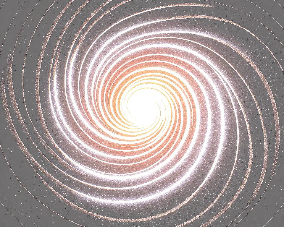 Digital graphic of a miniature swirling galaxy.