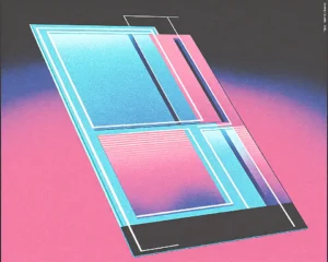 Digital graphic of a sleek Android smartphone displaying a minimalist node-based workflow.