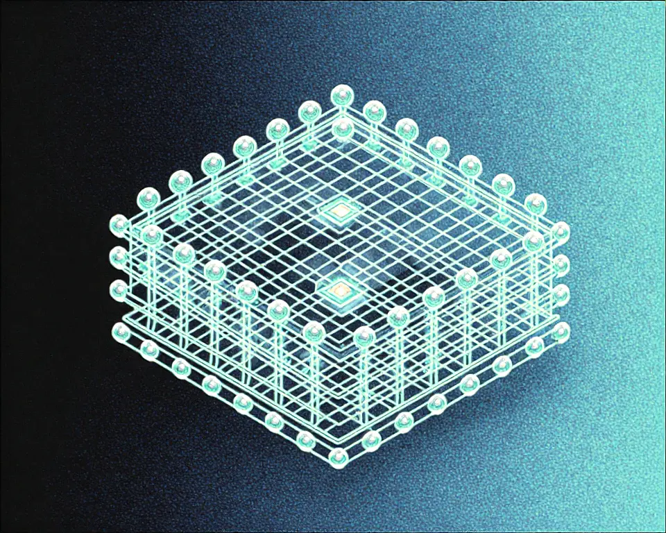 Digital workflow graph block consists of interconnected nodes and flowing data lines.